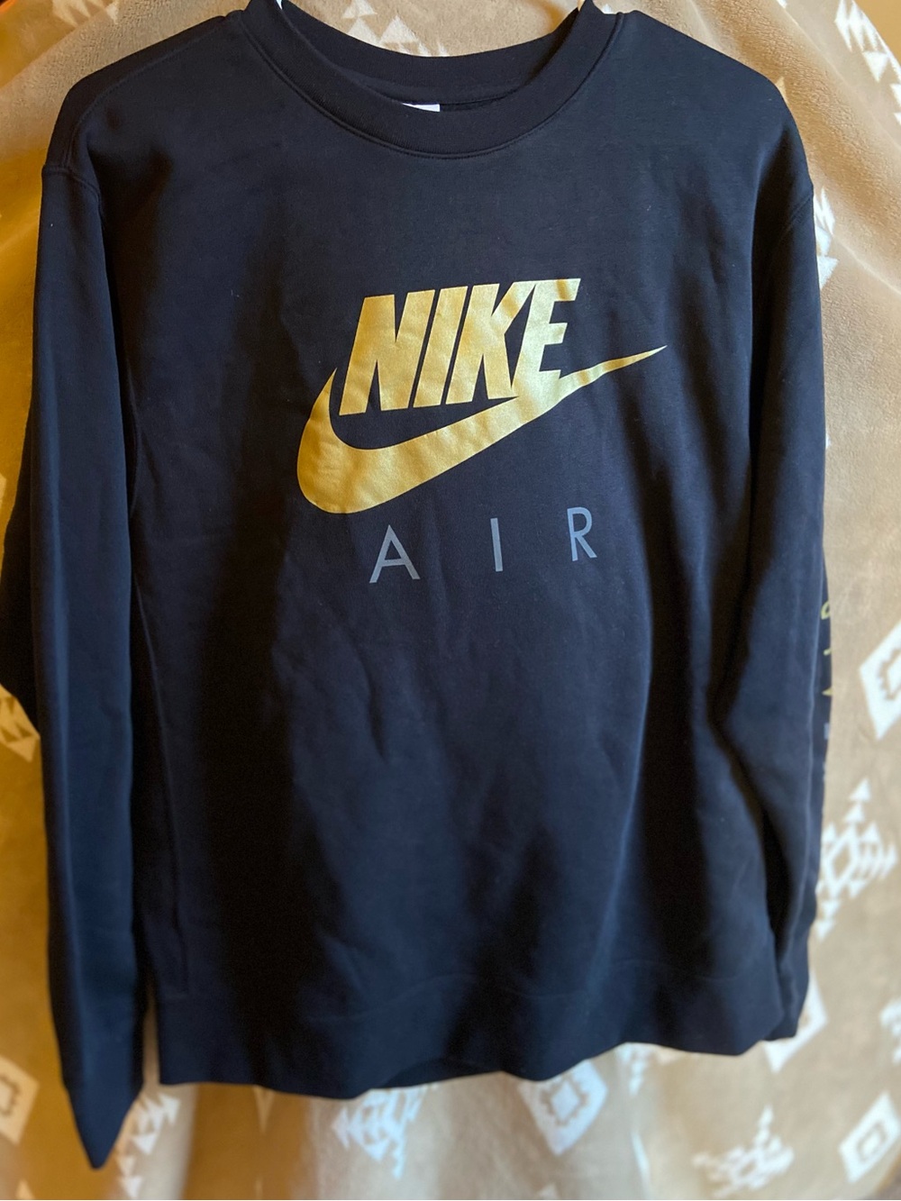 Nike Women's Black Sweatshirt with Gold Logo